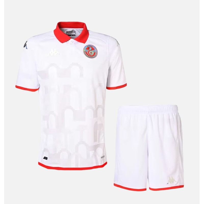 Kappa Ensemble Maillot Short Enfant Blanc Tunisie 2024